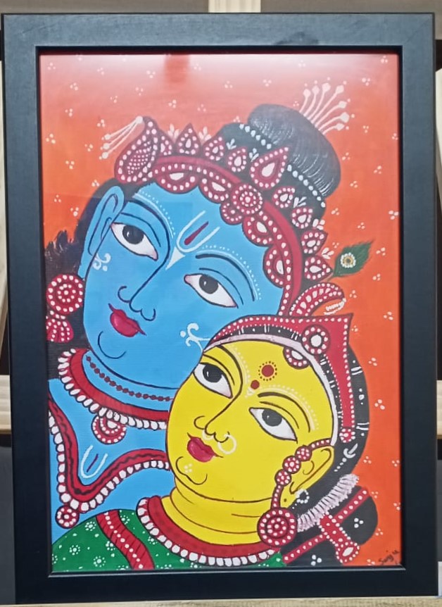 Radha Krisha Madhubani Art